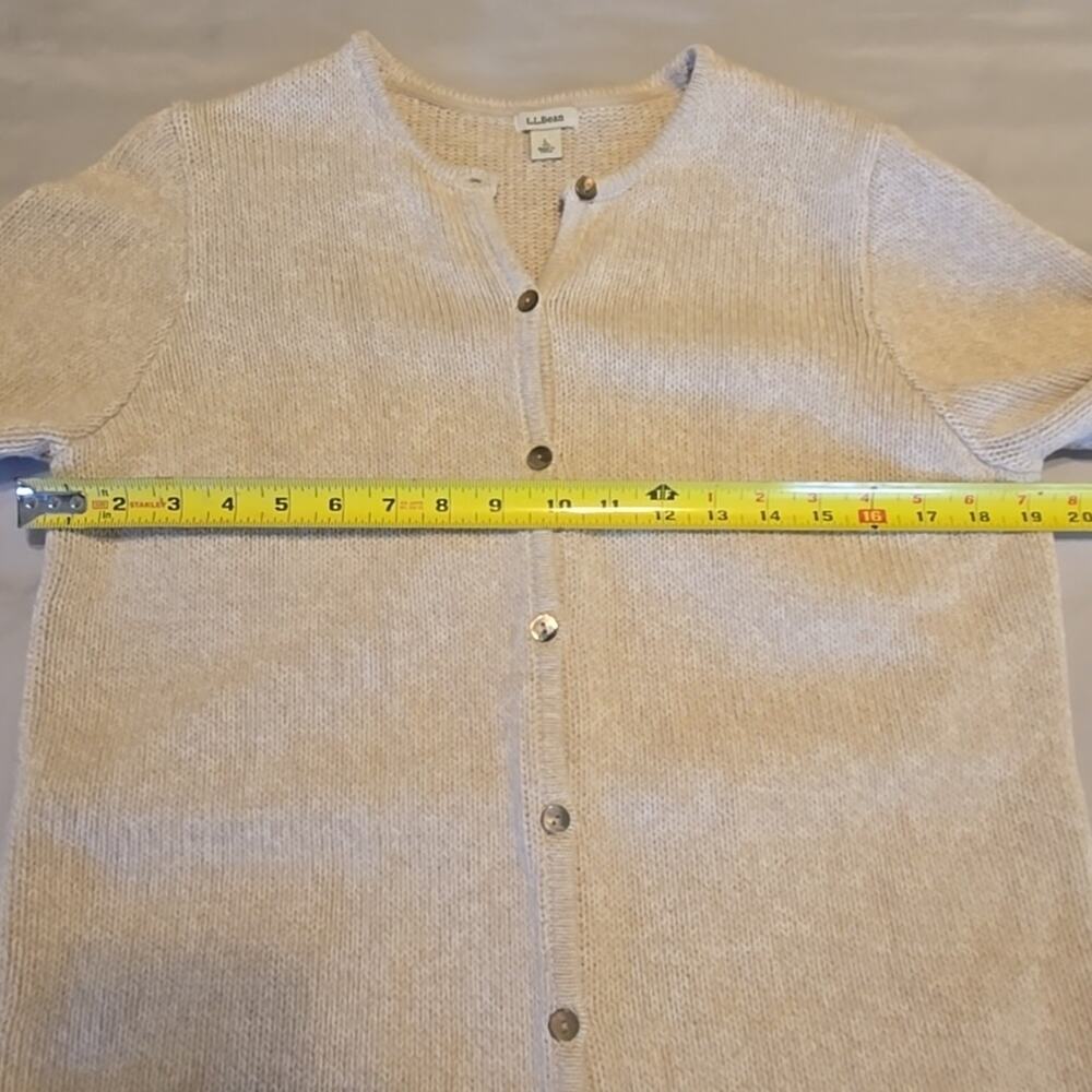 L.L. Bean Women’s Cotton Knit Cardigan Sweater Large Oatmeal Beige Button Front - Picture 8 of 9